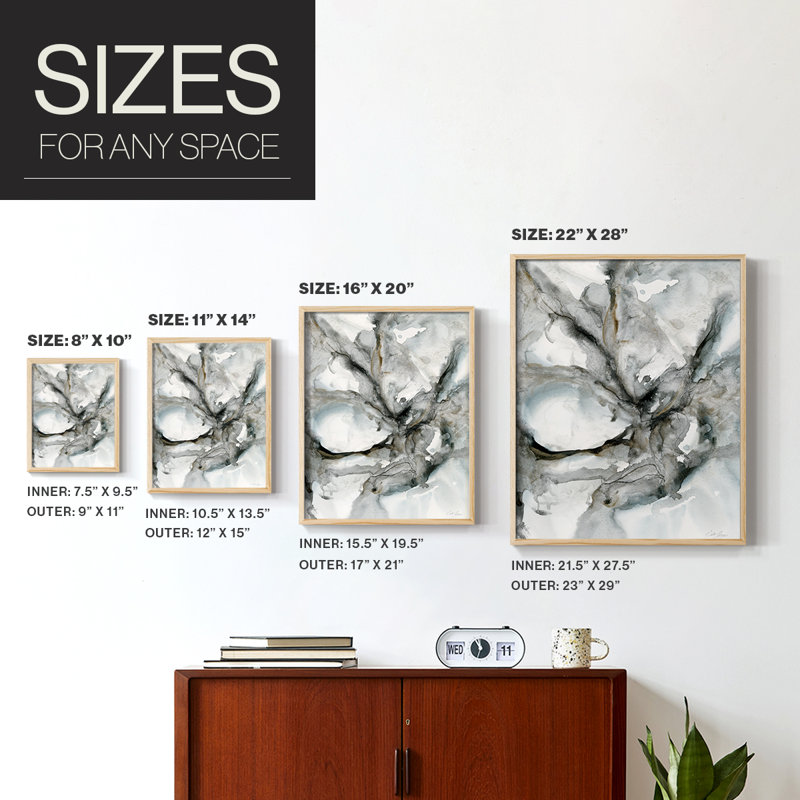 Marble Harmony Framed Print - Solid Wood, 11" H x 9" W