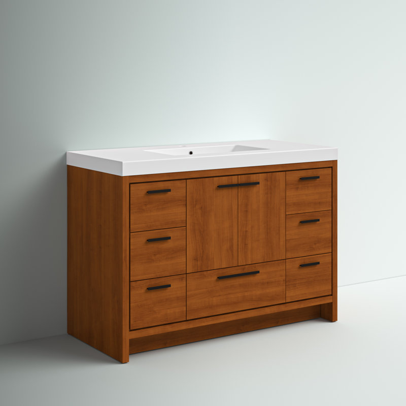 Enfield 48'' Single Bathroom Vanity with Top, Teak