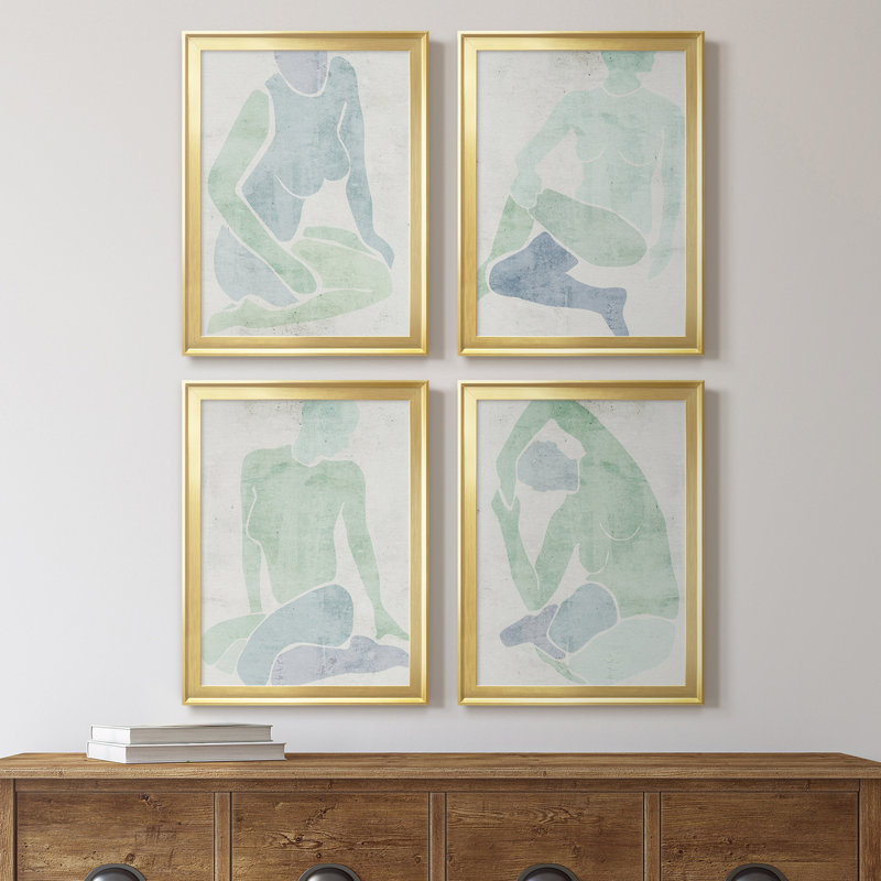 Stretching I, toile encadrée de qualité supérieure - prête à être accrochée, H 24,5 po x l 74 po x P 1 po, Cadre doré