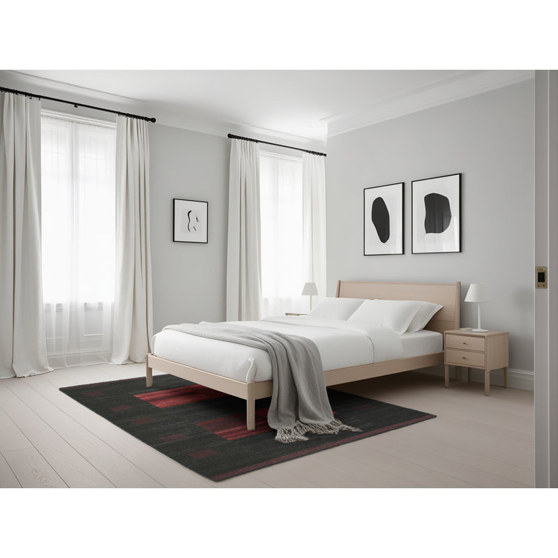 Tapis contemporain noir / rouge, Rectangle 5 pi x 7 pi