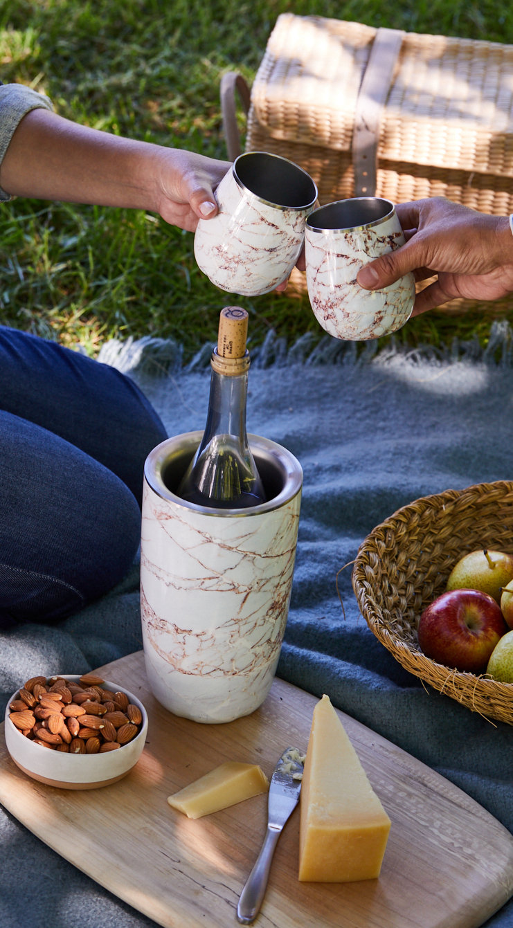 Stainless Steel Wine Tumbler, Calacatta Gold