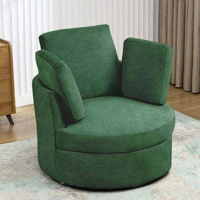 Fauteuil demi-tonneau pivotant avec rangement caché Chenille