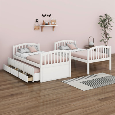 Bunk Bed With Ladder,Trundle And Drawers by Harriet Bee