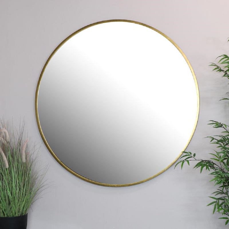 Miroir d'appoint Roberts, 60 po x 60 po, Doré, Métal métal
