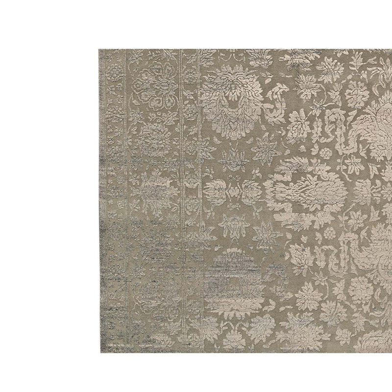 Tapis gris / argent noué à la main 8 pi 11 po x 11 pi 7 po