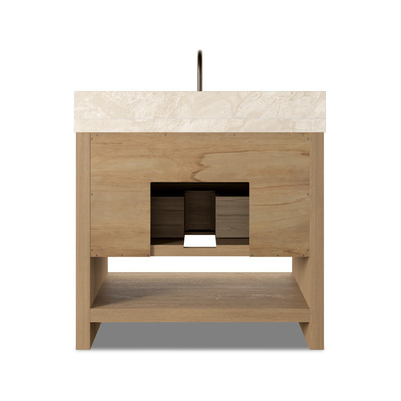 Anthem Single Vanity, Satin Light Wash Oak, Sand Marble