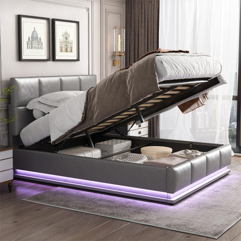 Olen Upholstered European Kingsize (160 x 200 cm) Faux Leather Lift Up Storage Ottoman Bed, European Kingsize (160 x 200 cm)