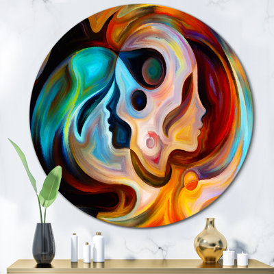 Bleu orange et rouge liquide - peinture sans cadre