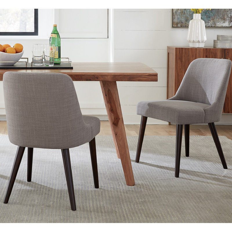 Brently Solid Wood Upholstered Side Chair Dining Chair, Flint Gray