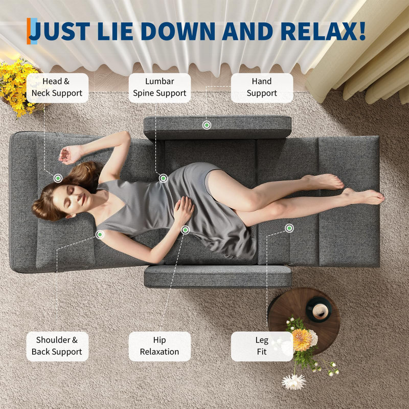 Heated Massage Recliner Chair – Adjustable Linen Fabric Power Sofa for Living Room or Bedroom, Grey