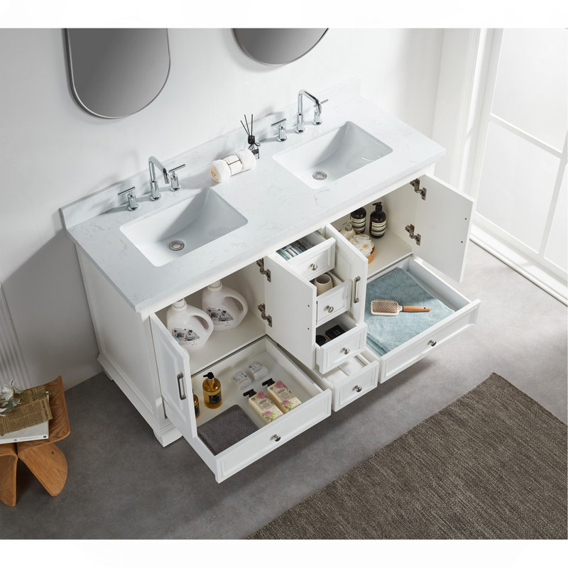 Fully Assembled 60'' Freestanding Double Bathroom Vanity with Artificial Stone