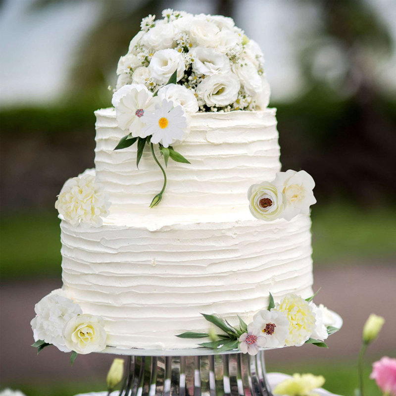 40 pièces de fleurs artificielles avec têtes de fleurs en soie pour décoration de fête de mariage, Blanc
