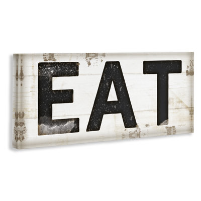 «EAT Typographie Vintage Sign» par Jennifer Pugh, reproduction d'art textuel sur toile