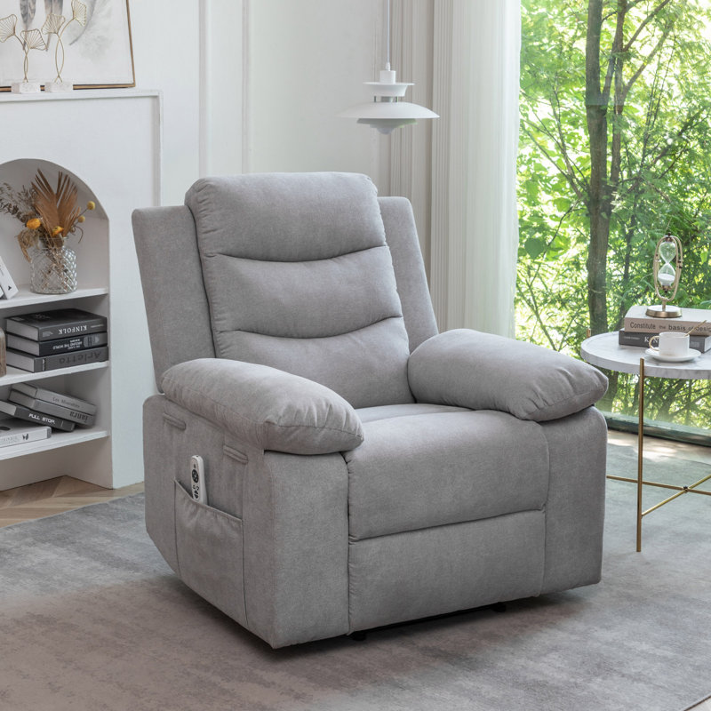 Fauteuil inclinable électrique avec fonction de massage réglable et système de chauffage, Gris