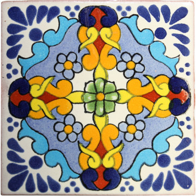 6" x 6" 4pcs TalaMex Primavera Talavera Mexican Tile