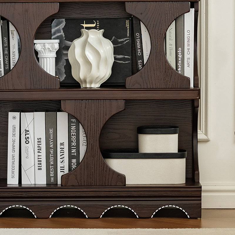 Retro style home bookcase, 47.24"H x 78.74"W x 12.4"D