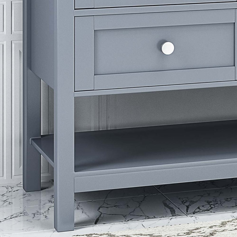 Meuble-lavabo double 73 po avec plateau en marbre Tambria, Gris