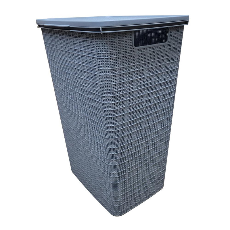 Panier à linge en plastique avec poignées, Gris clair