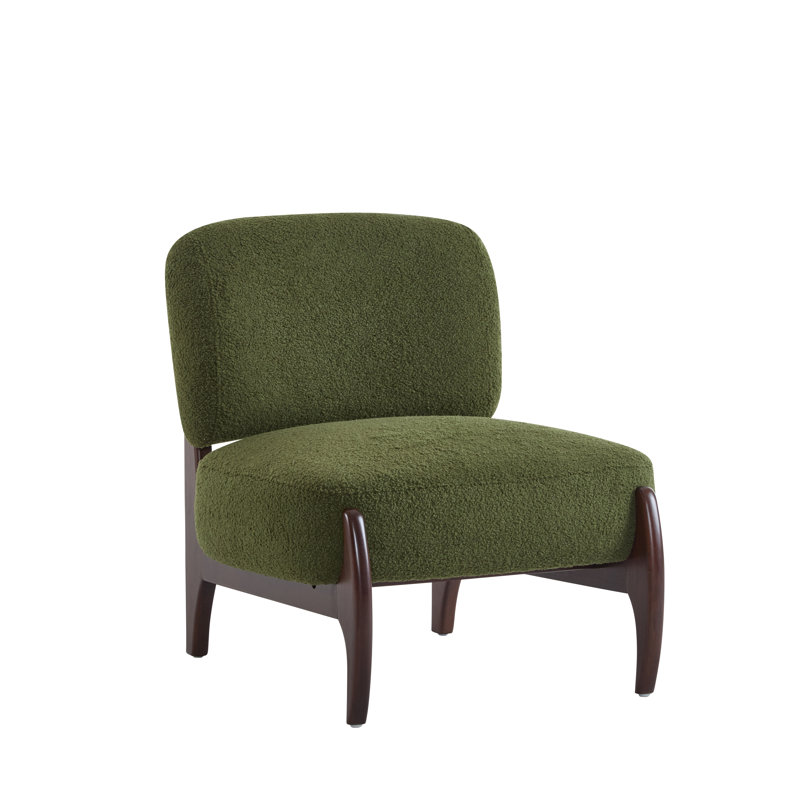 Green Leather Chaise with Solid Wood Frame