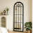 Large Arched Windowpane Full-Length Wall Mirror With Solid Wood Frame-52780465-52780466