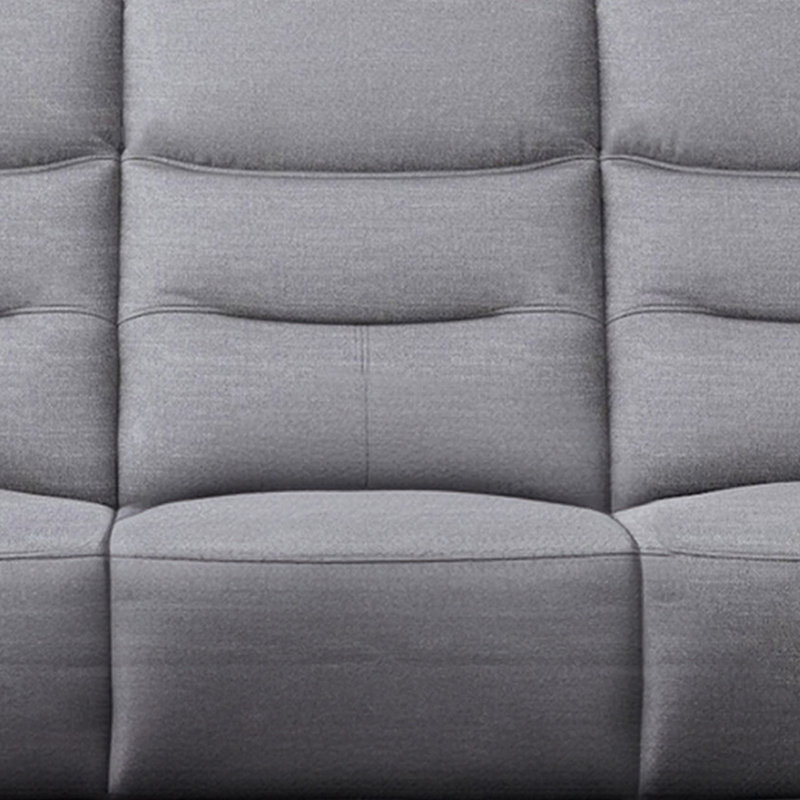 Clair Manual Recliner Sofa, Scroll Arms, 87 Inch, Solid Wood, Gray Fabric