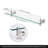 20-Inch Rectangular Bathroom Glass Shelf Glass With Rustproof Metal Bracket 2 Pack Brushed Finish