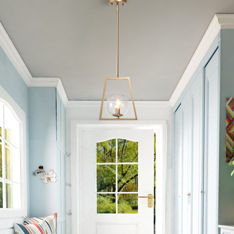 Labonte 1-Light Mini Cage Pendant Light - Seeded Glass