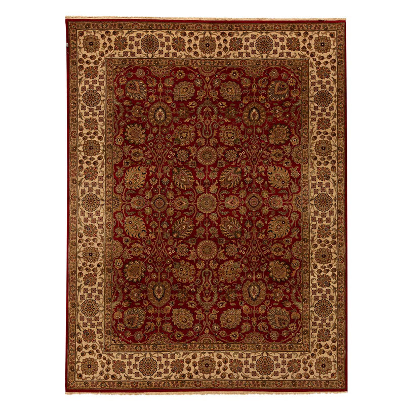 Tapis rouge / brun / beige noué à la main de haute qualité