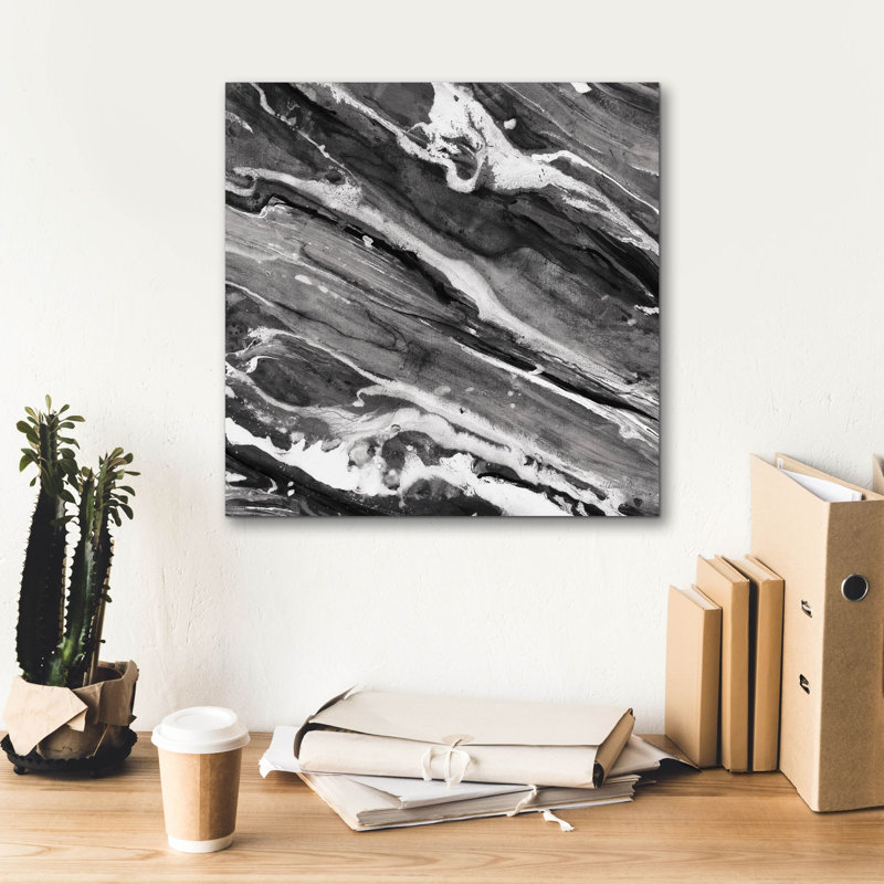 «Going With The Flow 3 Bw» par Albena Hristova, art mural sur toile, H 18 po x l 18 po x P 0,75 po