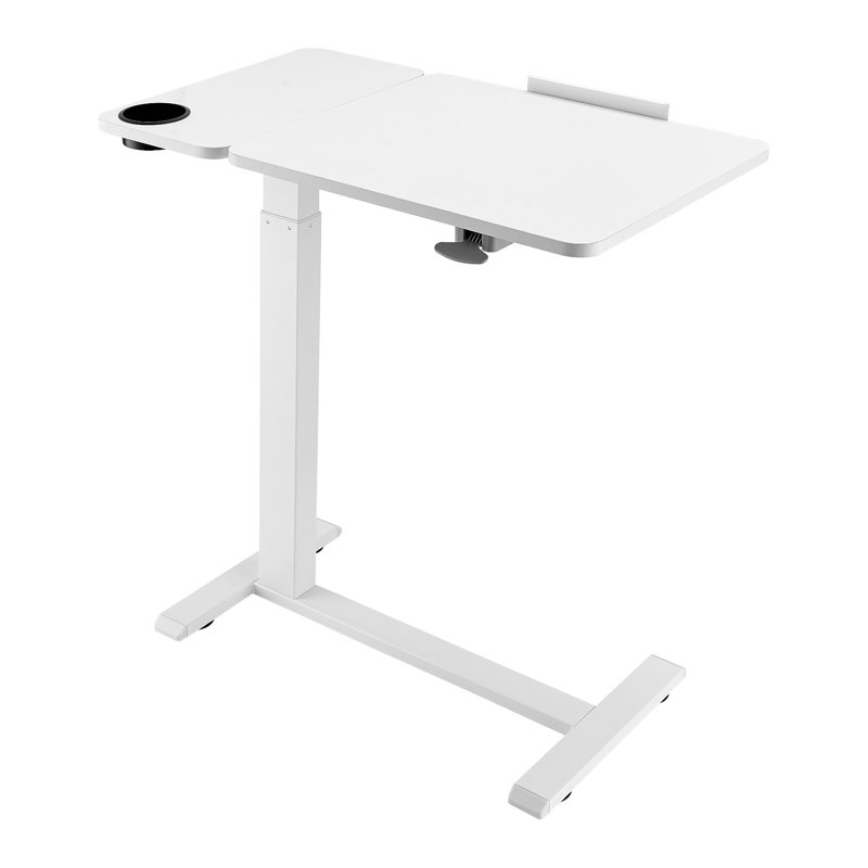 Table de lit réglable en hauteur avec plateau inclinable et porte-gobelet - Bureau d'ordinateur portable mobile pour le chevet