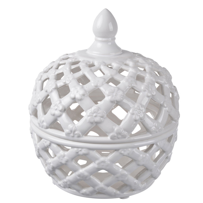 Ceramic / Porcelain Jar, 11.5" H x 8.3" W x 8.3" D