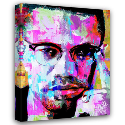 «Malcolm X» par Stephen Chambers - peinture sur toile tendue