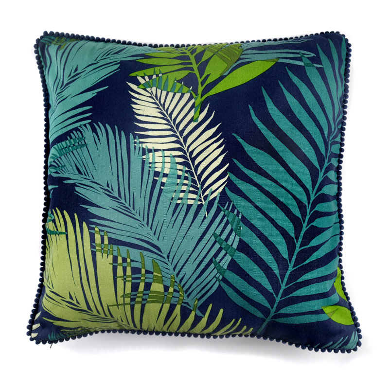 Tropical Floral Square Throw Cushion, Blue