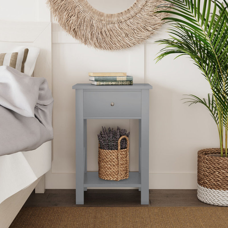 Maceo Solid Wood End Table, Gray