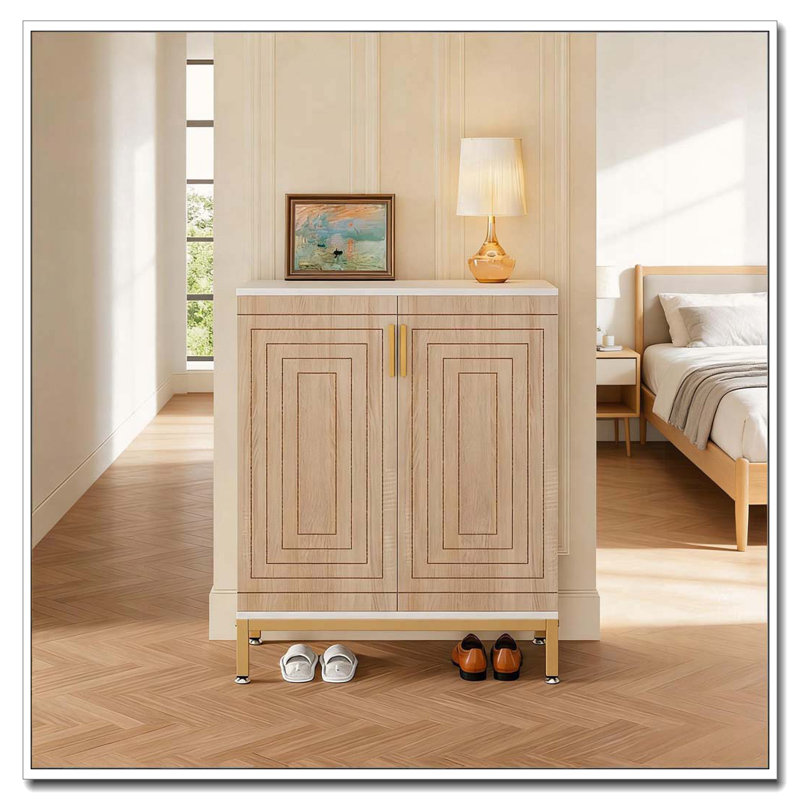 Entryway Shoe Cabinet, Natural/White