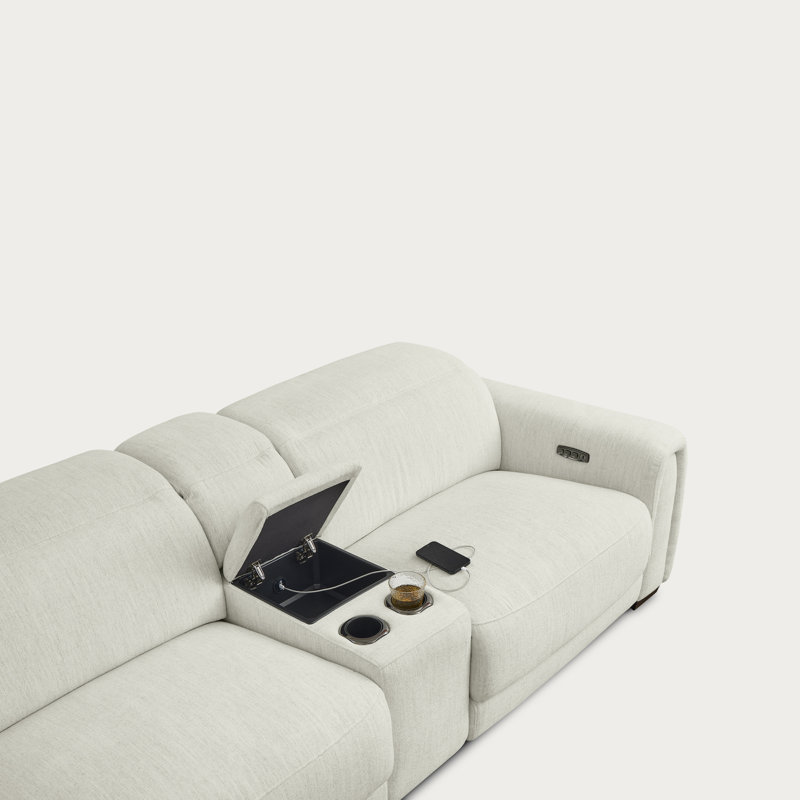 Causeuse Leamon avec 2 fauteuils inclinables et porte-gobelet