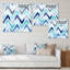Rétro zigzag bleu clair - reproduction d'art sur toile à motifs-66801163-66801167