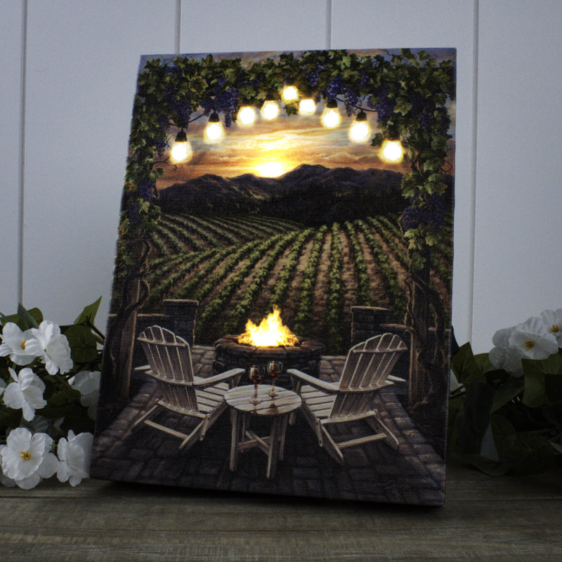 Sickels - Wine at Sunset 8x6 Lighted Tabletop Canvas