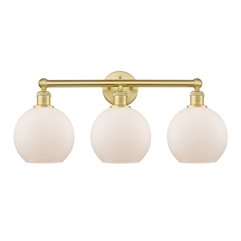 Ellington 3 - Light Dimmable Vanity Light, Satin Gold, Matte White