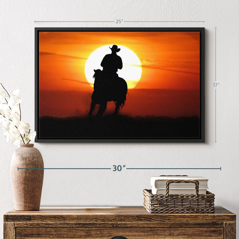 «Sunset Cowboy», reproduction sur toile, H 25 po x l 17 po