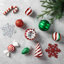 Ensemble de 178 décorations de Noël, 4 pièces de bonbons et 9 rubans