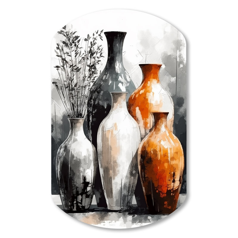 Vase en terre cuite dorée brune et dorée Dorus, H 31 po x l 19 po x P 1 po