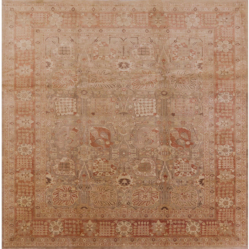 Tapis 10084 de style Mid-Century moderne 100% lavable à la machine, Carré 8 pi
