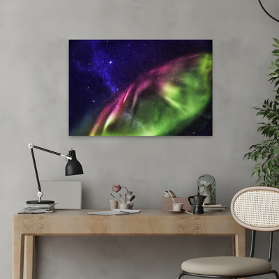 Starry Evening With The Aurora Borealis Or Northern Lights And The Milky Way Galaxy Abisko Lapland Sweden Peaceful Tranquil Abstract Landscape Natu...