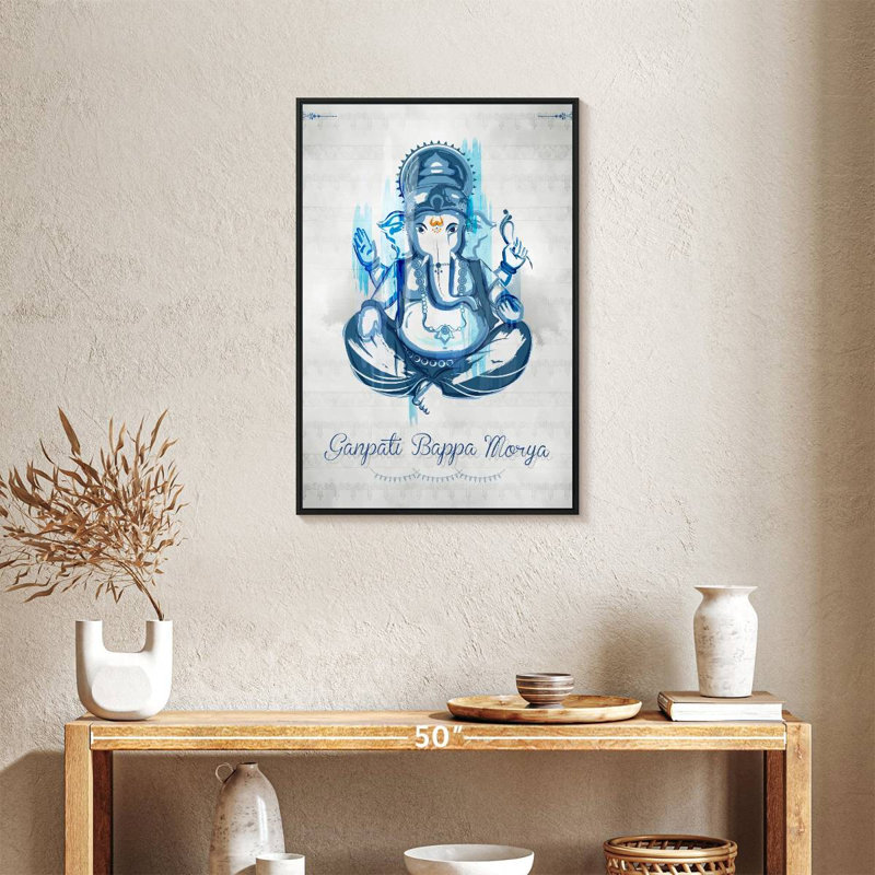Lord indien Ganpati, Cadre flottant noir, 21 po x 31 po