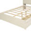 Lit double crème avec espace sous le tiroir et plateforme de raccordement pour tête de lit, options de rangement