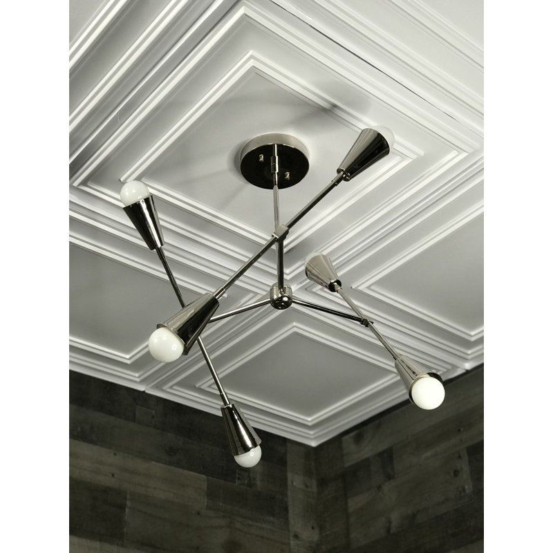 Lustree linéaire 6 lumières spoutnik modern Neha, Nickel poli
