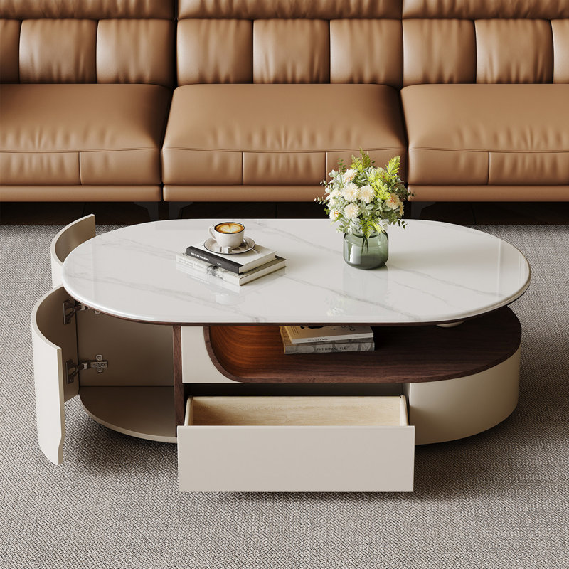 Table basse ovale en pierre