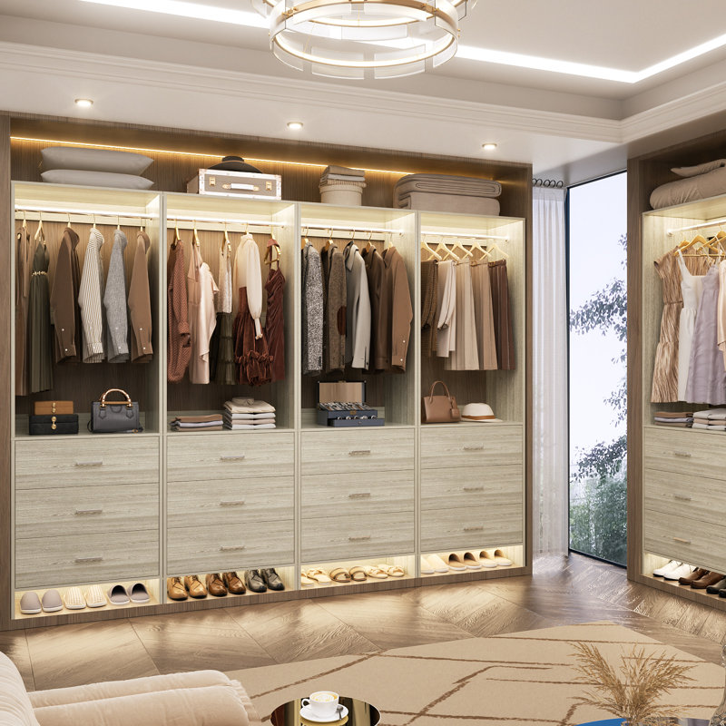 24'' W Closet System with Wooden Drawers, White Oak