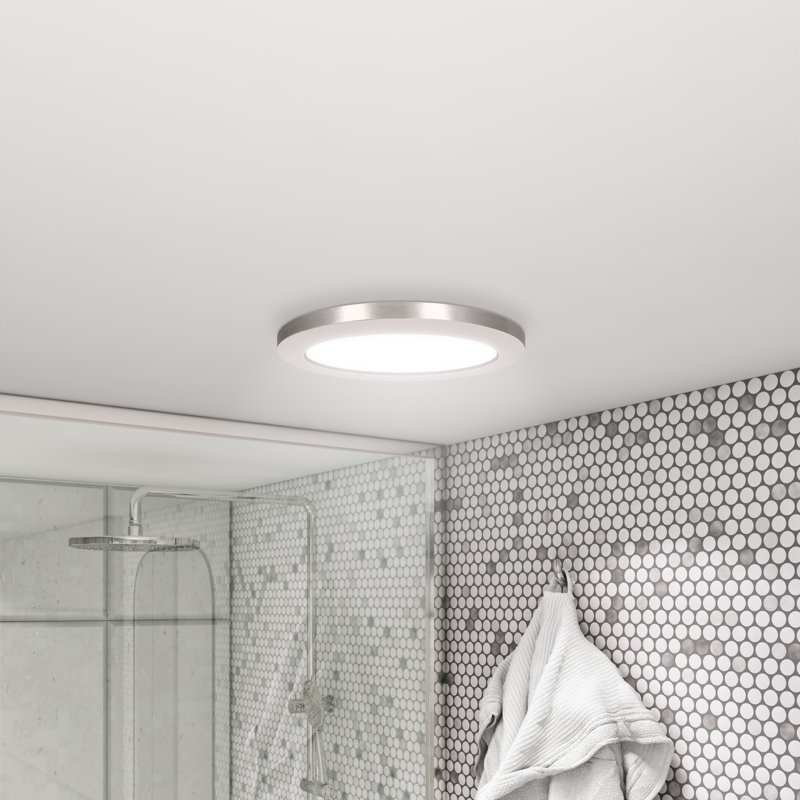 Sparacino Acrylic Flush Mount, Brushed Steel, 0.5" H x 9" W x 9" D, 120V